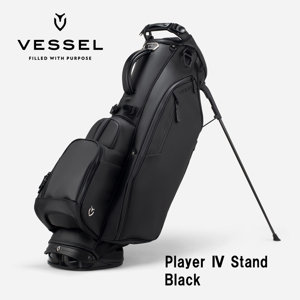 VESSEL ベゼル Player 4.0 Stand スタンドキャディバッグ 8.5型 6分割 Black ブラック（ストラップ：シングル）