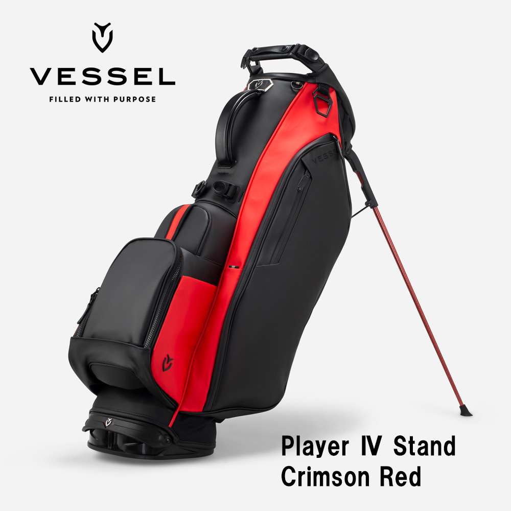 VESSEL ベゼル Player 4.0 Stand スタンドキャディバッグ 8.5型 6分割 CRIMSON RED クリムゾンレッド（ストラップ：シングル）