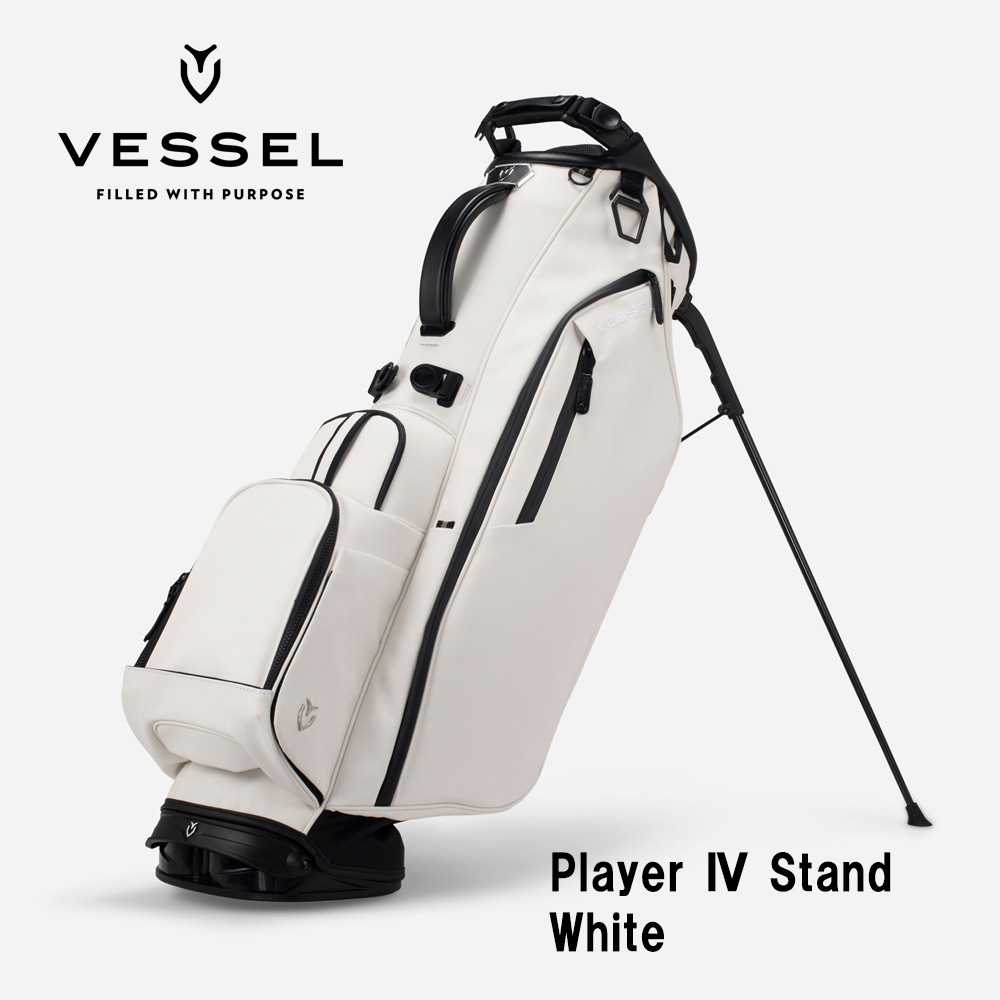 VESSEL ベゼル Player 4.0 Stand スタンドキャディバッグ 8.5型 6分割 White ホワイト（ストラップ：シングル）