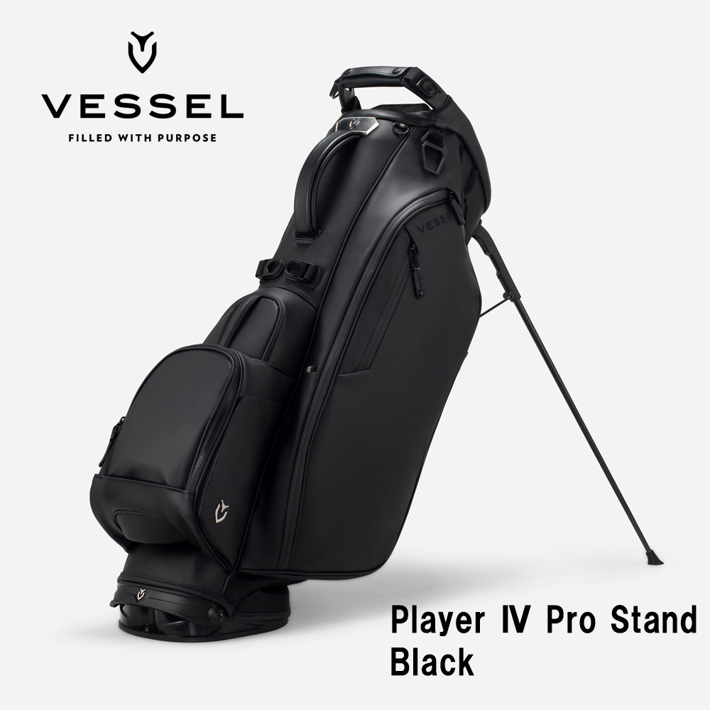 VESSEL ベゼル Player 4.0 Pro Stand スタンドキャディバッグ 9.5型 6分割 Black ブラック（ストラップ：シングル）