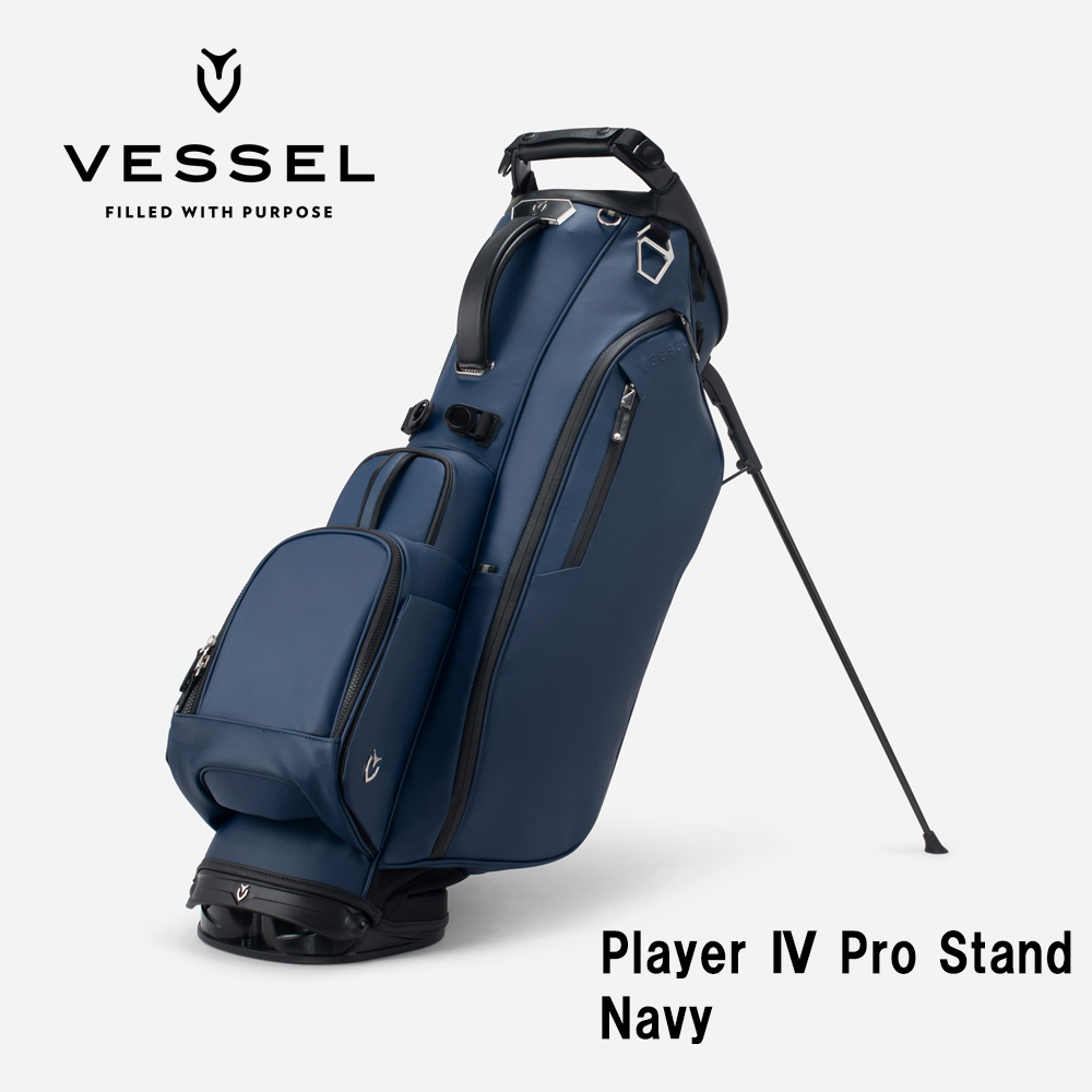 VESSEL ベゼル Player 4.0 Pro Stand スタンドキャディバッグ 9.5型 6分割 Navy ネイビー（ストラップ：シングル）