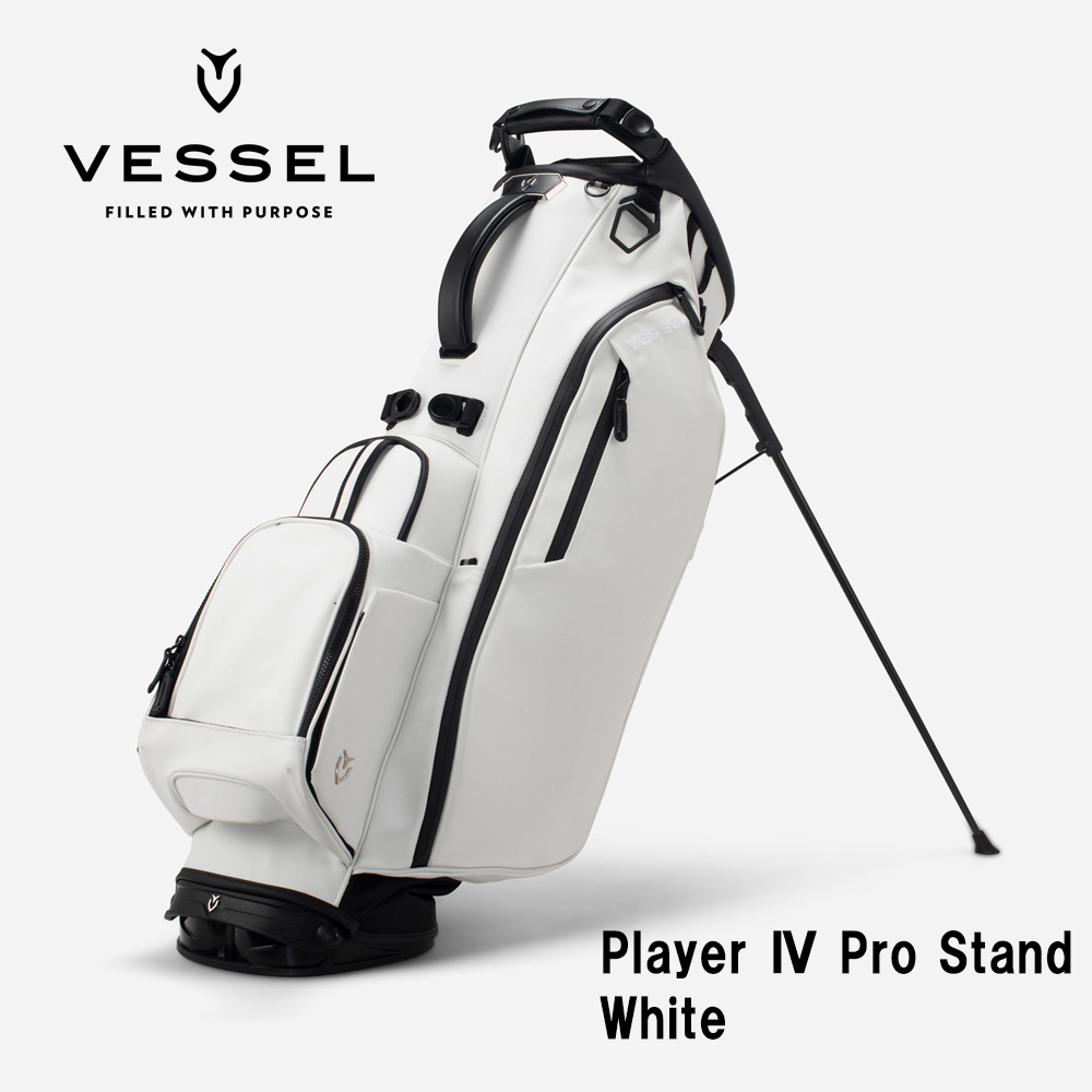 VESSEL ベゼル Player 4.0 Pro Stand スタンドキャディバッグ 9.5型 6分割 White ホワイト（ストラップ：シングル）