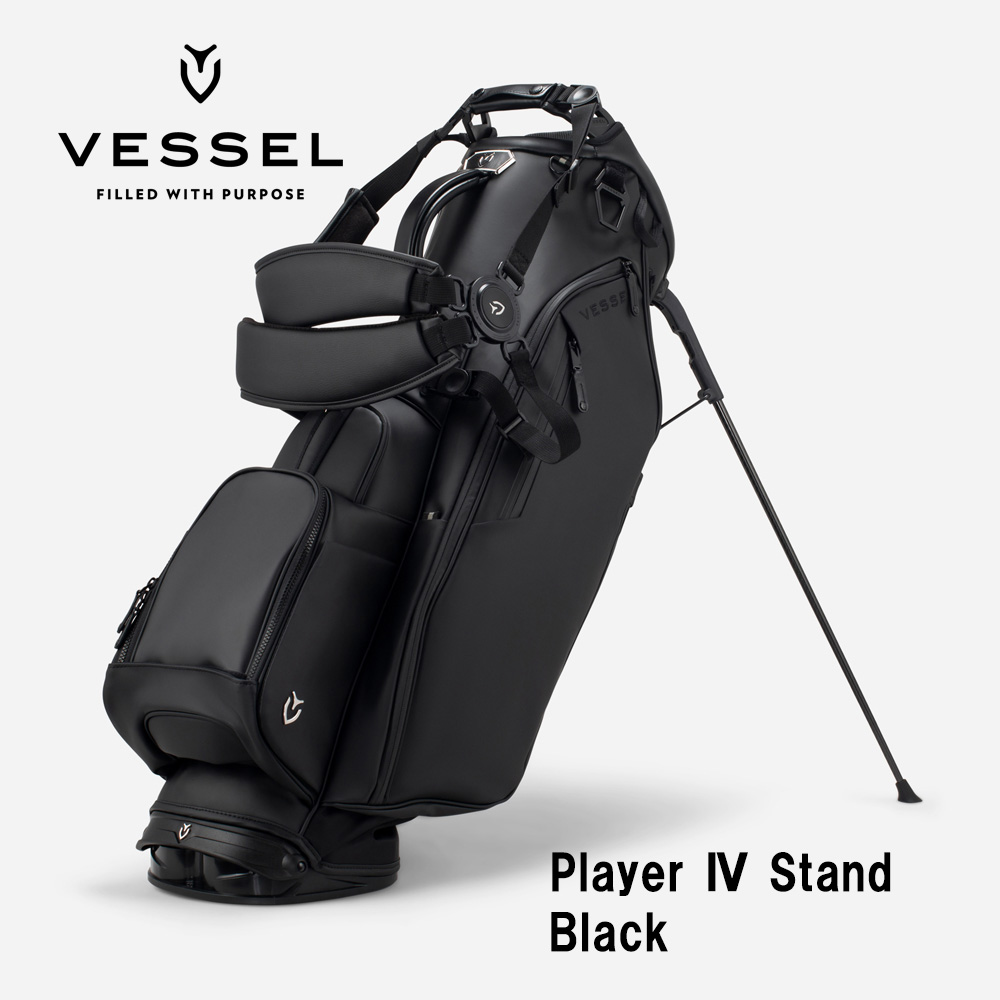 VESSEL ベゼル Player 4.0 Stand スタンドキャディバッグ 8.5型 6分割 Black ブラック（ストラップ：ダブル）