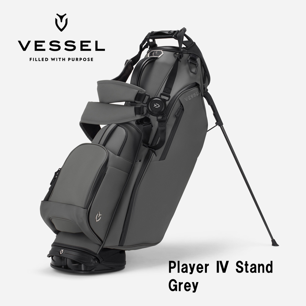 VESSEL ベゼル Player 4.0 Stand スタンドキャディバッグ 8.5型 6分割 Grey グレー（ストラップ：ダブル）