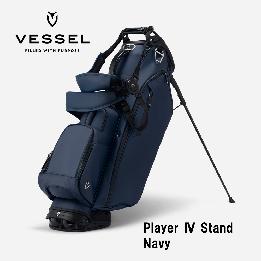 VESSEL ベゼル Player 4.0 Stand スタンドキャディバッグ 8.5型 6分割 Navy ネイビー（ストラップ：ダブル）