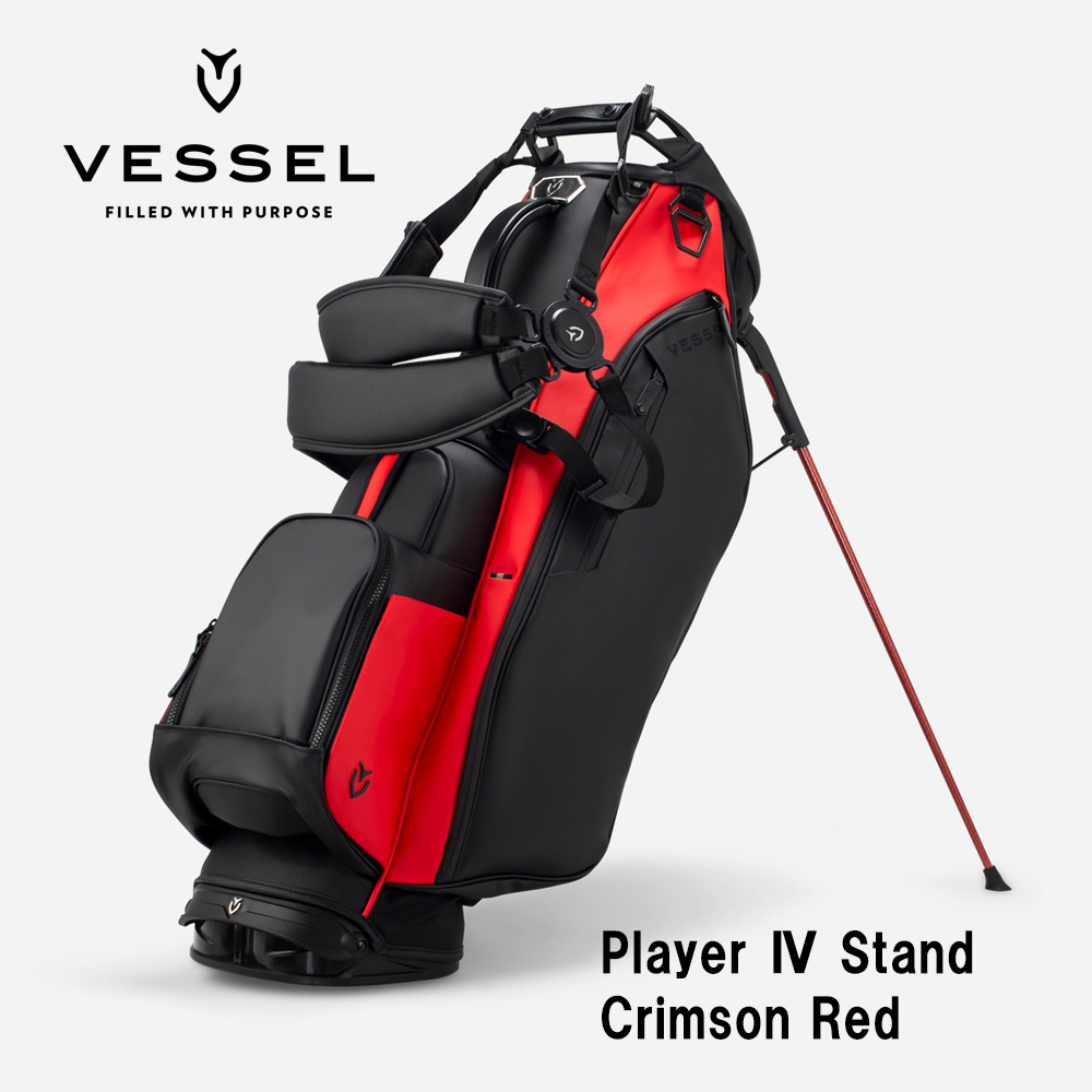 VESSEL ベゼル Player 4.0 Stand スタンドキャディバッグ 8.5型 6分割 CRIMSON RED クリムゾンレッド（ストラップ：ダブル）