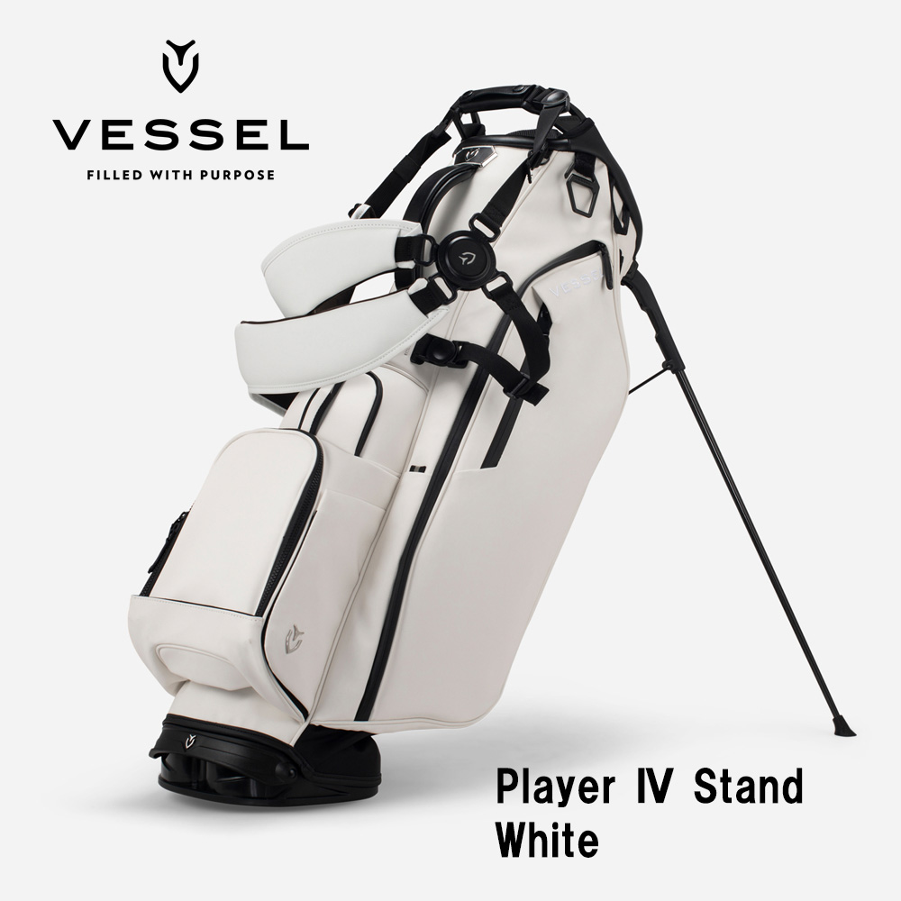 VESSEL ベゼル Player 4.0 Stand スタンドキャディバッグ 8.5型 6分割 White ホワイト（ストラップ：ダブル）