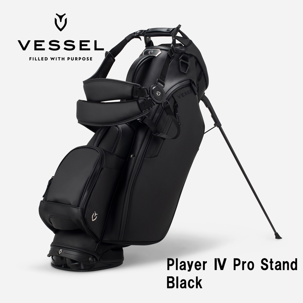 VESSEL ベゼル Player 4.0 Pro Stand スタンドキャディバッグ 9.5型 6分割 Black ブラック（ストラップ：ダブル）
