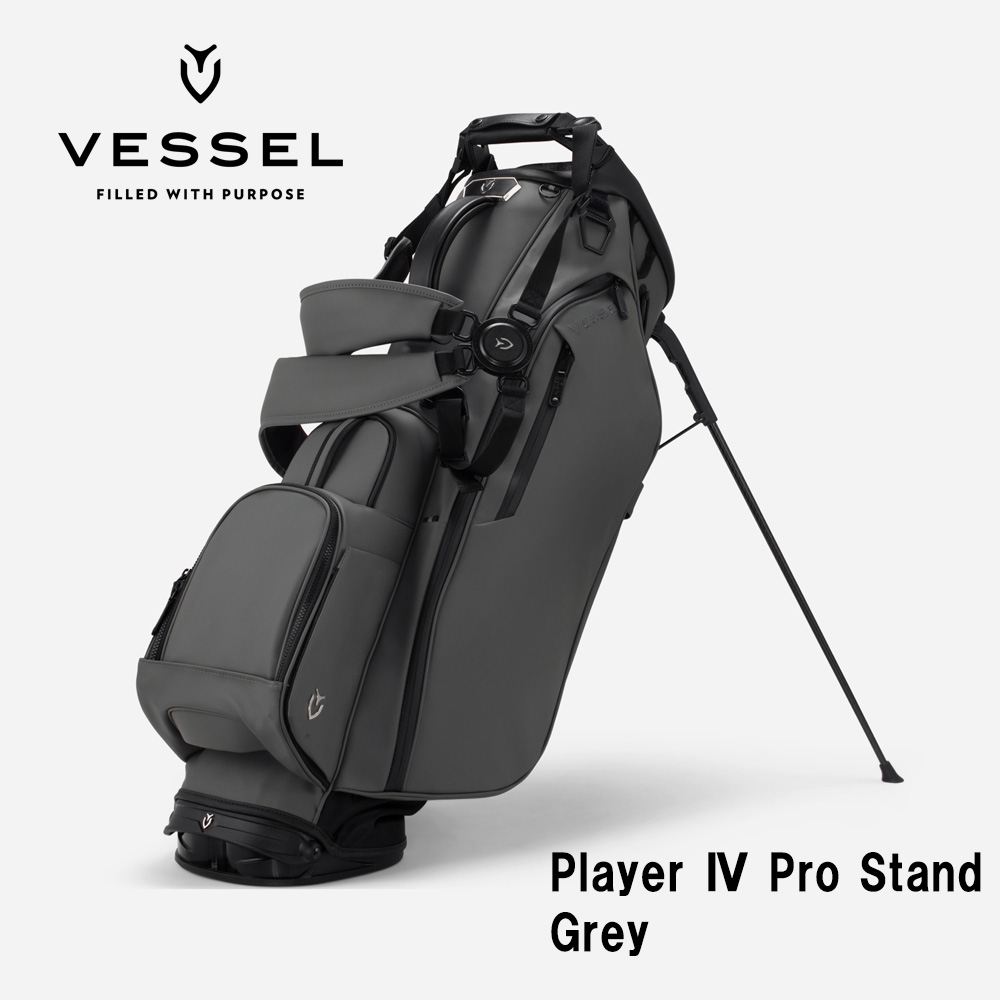 VESSEL ベゼル Player 4.0 Pro Stand スタンドキャディバッグ 9.5型 6分割 Grey グレー（ストラップ：ダブル）