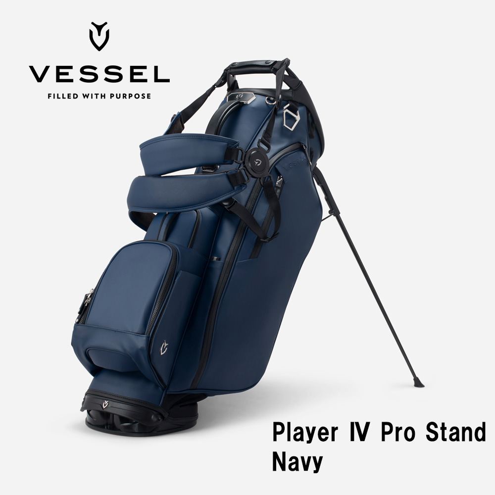 VESSEL ベゼル Player 4.0 Pro Stand スタンドキャディバッグ 9.5型 6分割 Navy ネイビー（ストラップ：ダブル）