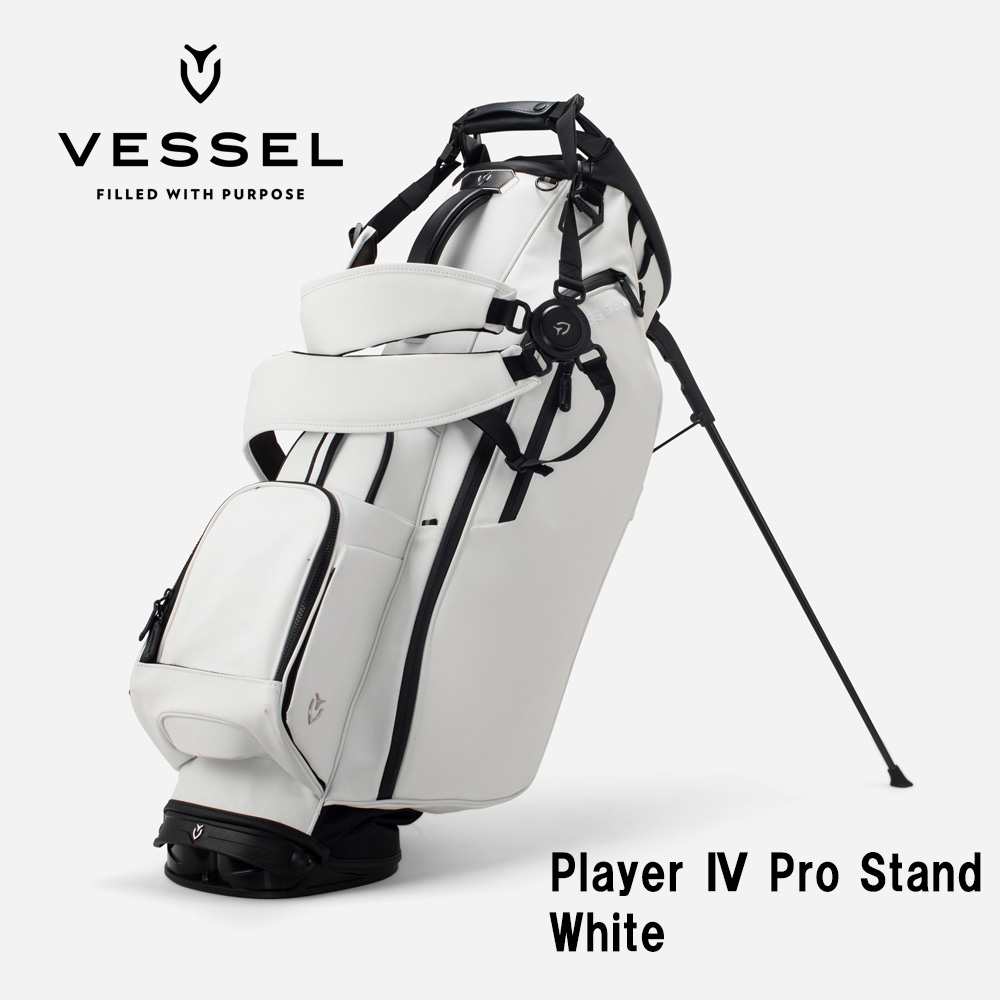 VESSEL ベゼル Player 4.0 Pro Stand スタンドキャディバッグ 9.5型 6分割 White ホワイト（ストラップ：ダブル）