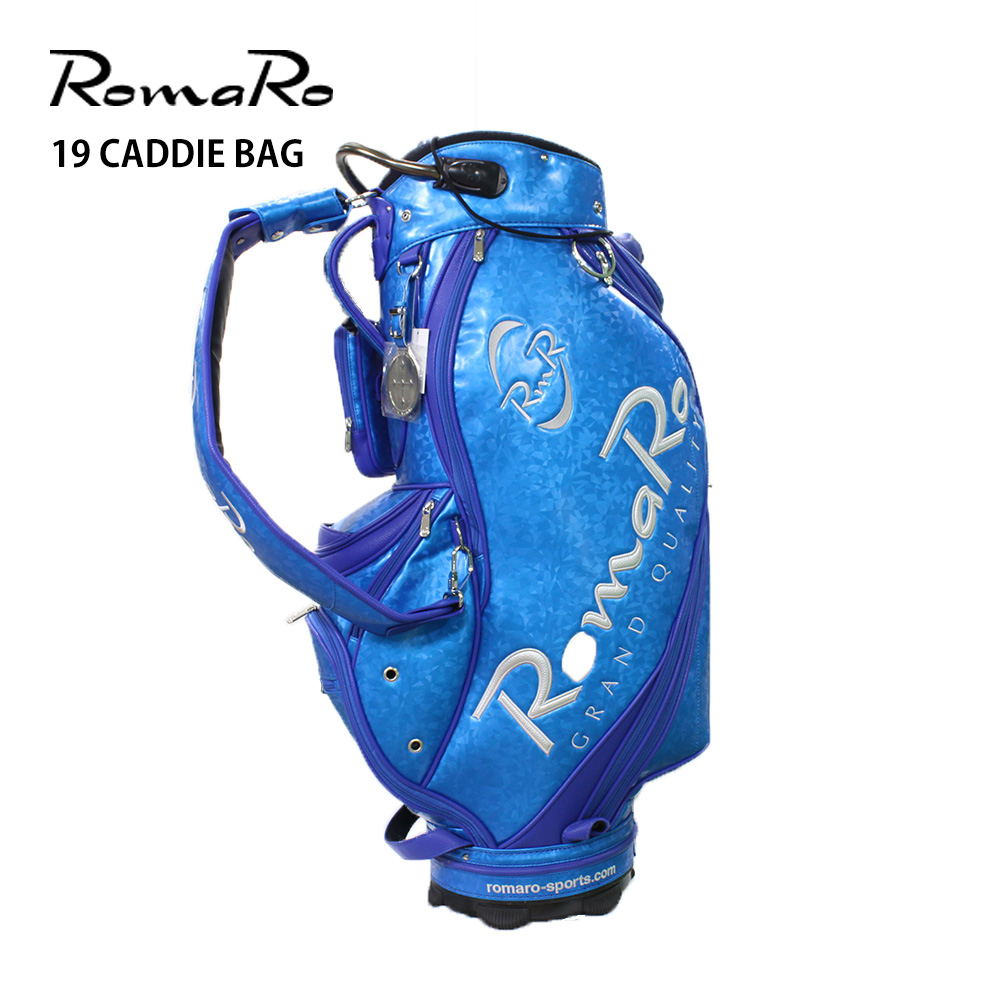 ロマロ RomaRo 19 Caddie Bag キャディバッグ 9.5型 口枠5分割 ブルー/シルバー